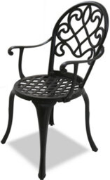 Centurion Supports Prego Luxurious Garden And Patio Table And 4 Large Chairs With Armrests Cast Aluminium Bistro Set - Black - thumbnail 4
