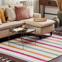 Beliani Handwoven Cotton Area Rag Rug Multicolour Stripes 140 X 200 Cm - thumbnail 2