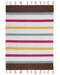 Beliani Handwoven Cotton Area Rag Rug Multicolour Stripes 140 X 200 Cm - thumbnail 1