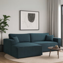 Karl L Maxi Corner Sofa Bed Corduroy Upholstery Storage Springs Universal Left Or Right Hand Side Design Blue - thumbnail 2