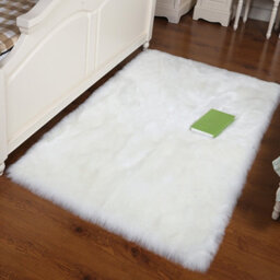 Living And Home Ultra Soft Fluffy White Rectangle Super Soft Shaggy Area Rug Floor Rugs Furniture Protector 90Cm L X 60 Cm W - thumbnail 2