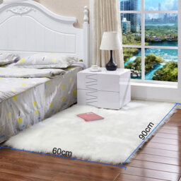 Living And Home Ultra Soft Fluffy White Rectangle Super Soft Shaggy Area Rug Floor Rugs Furniture Protector 90Cm L X 60 Cm W - thumbnail 5