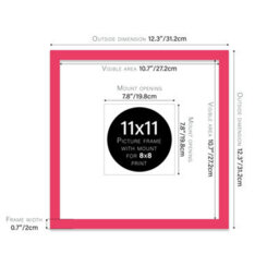 "11X11"" Bright Pink Picture Frame - 11X11"" Square Frame With 8X8"" Mount For 11X11""/8X8"" Pictures Art Deco Style Room Decor, 1 Pack" - thumbnail 2