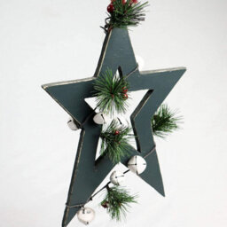 Shatchi Wooden Hanging Decoration Star Shape Green 25X1.2X36 Cm - thumbnail 6