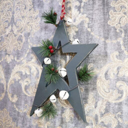 Shatchi Wooden Hanging Decoration Star Shape Green 25X1.2X36 Cm - thumbnail 5