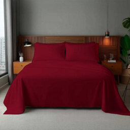 Microfibre Soft Touch Flat Sheet Plain Dyed Bed Linen Red - thumbnail 1