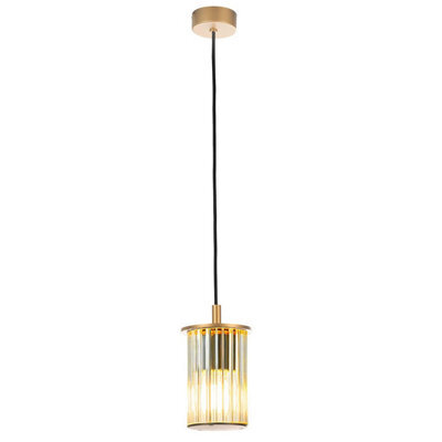 Luminosa Lighting Luminosa Norfolk Slim Pendant Ceiling Light Gold, Transparent Glass E27, Ip44 - image 1
