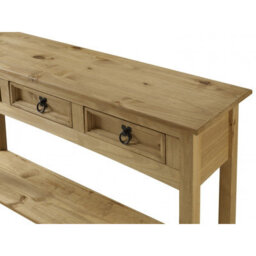 Mercers Furniture Corona 3 Drawer Console Table Hallway Side Unit Solid Pine With Mexican Styling - thumbnail 3