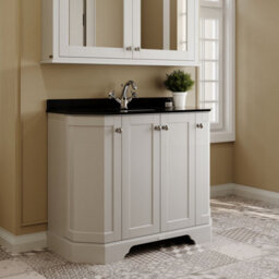 Hudson Reed Floor Standing 4 Door Angled Vanity Unit With 1 Tap Hole Black Marble Top & Basin, Timeless Sand, 1036 X 470 mm - thumbnail 4