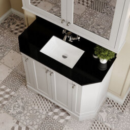 Hudson Reed Floor Standing 4 Door Angled Vanity Unit With 1 Tap Hole Black Marble Top & Basin, Timeless Sand, 1036 X 470 mm - thumbnail 3
