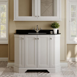 Hudson Reed Floor Standing 4 Door Angled Vanity Unit With 1 Tap Hole Black Marble Top & Basin, Timeless Sand, 1036 X 470 mm - thumbnail 2