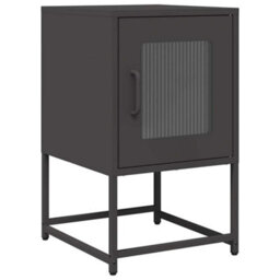 Berkfield Bedside Cabinet Black 36X39X60.5 Cm Cold-Rolled Steel - thumbnail 2