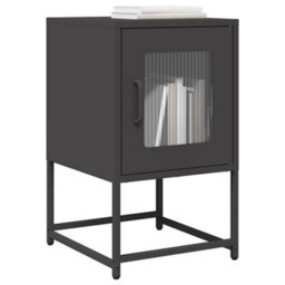 Berkfield Bedside Cabinet Black 36X39X60.5 Cm Cold-Rolled Steel - thumbnail 1