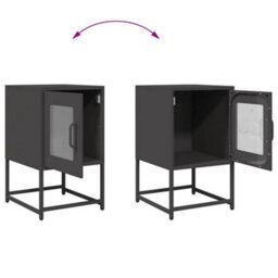 Berkfield Bedside Cabinet Black 36X39X60.5 Cm Cold-Rolled Steel - thumbnail 9