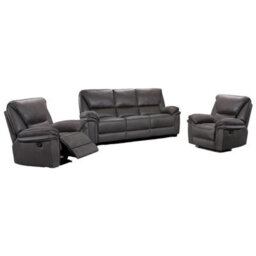 Furnishings For Less UK Boston Grey Fabric Large 3 Piece Sofa Suite Manual Reclining Armchairs + Static 3 Seater Seater Sofa - thumbnail 2