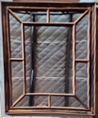 Biznest Large Rectangle Antique Window Wall Mirror Stylish Decor Durable Frame Window Style Black Gold 60X76Cm