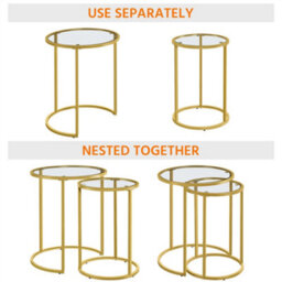 Yaheetech Gold Nesting Side Table Set With Glass Tabletop For Living Room - thumbnail 6
