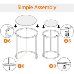Yaheetech Gold Nesting Side Table Set With Glass Tabletop For Living Room - thumbnail 5
