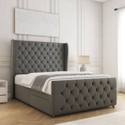 Bsspoke Anna Divan Bed Set Grey Plush Velvet 54Inch Headboard & Footboard & Mattress No Drawers In 3Ft 4Ft 4Ft6 5Ft 6Ft - thumbnail 2
