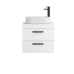 Royal Bathrooms Turin 500mm Wall Mounted Bathroom Vanity Unit With Sink 2 Drawer Gloss White & Lyon Countertop Basin - thumbnail 5
