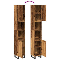 Berkfield Bathroom Cabinet Old Wood 30X30X190 Cm Engineered Wood - thumbnail 8