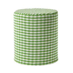 Homescapes Green Gingham Check Round Pouffe Cotton 40 X 42 Cm