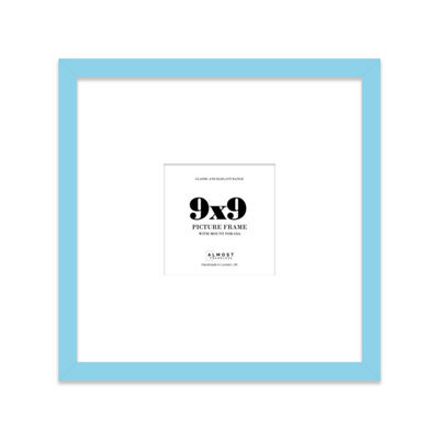 "9X9"" Light Blue Picture Frame - 9X9"" Square Frame With 6X6"" Mount For 9X9""/6X6"" Pictures Vintage Style Wall Art, 1 Pack" - image 1