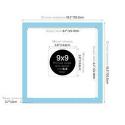 "9X9"" Light Blue Picture Frame - 9X9"" Square Frame With 6X6"" Mount For 9X9""/6X6"" Pictures Vintage Style Wall Art, 1 Pack" - thumbnail 2