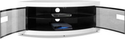 "Homeology Pangea Gloss White Curved Tru-Corner Black Beam-Thru Doors Up To 50"" Tv Cabinet" - thumbnail 3