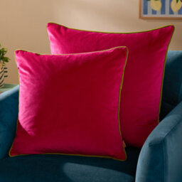 furn. Furn Meridian Velvet Polyester Filled Cushion, Hot Pink/lime, 45 X 45Cm - thumbnail 5