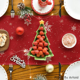 CLEFFNS Christmas Table Runner, Seasonal Winter Snowflake Snowman Red Merry Christmas Theme Xmas Table Center Decor For Family Kitchen - thumbnail 4