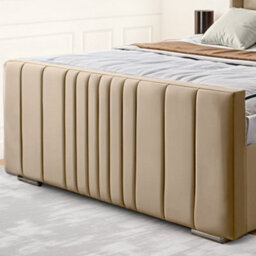 UKBEDFURNITURE Balmoral Wingback Beige Plush Valvet Upholstered Bed Frame - Blackboard With 10 Inch Orthopedic Mattress - 48 Inch Headboard - thumbnail 3