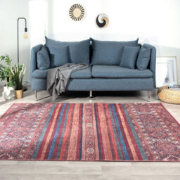 Brown Abstract Geometric Rug For Bedroom, & Living Room, 7mm Thick Stain-Resistant Traditional Rug - 60Cm X 180Cm (Runner)