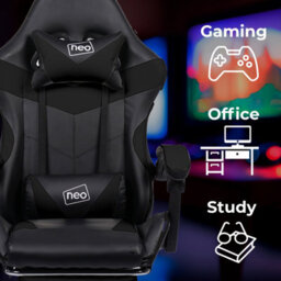 Neo Black Massage Leather Recliner Computer Gaming Office Chair With Footrest - thumbnail 4