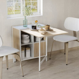 Homcom Folding Table Computer Desk With Storage Shelves Oak, White Home Office - thumbnail 9