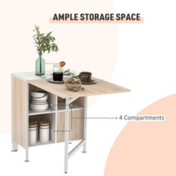 Homcom Folding Table Computer Desk With Storage Shelves Oak, White Home Office - thumbnail 6