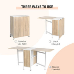 Homcom Folding Table Computer Desk With Storage Shelves Oak, White Home Office - thumbnail 7