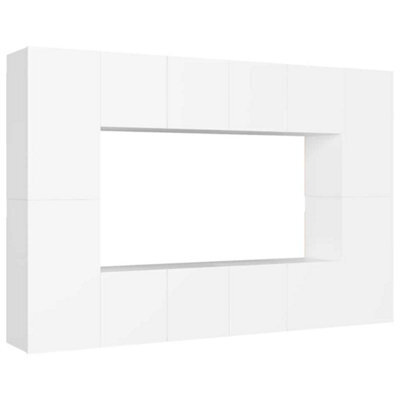 Berkfield Sturdy 8 Piece Tv Cabinet Set White Engineered Wood - image 1