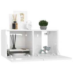 Berkfield Sturdy 8 Piece Tv Cabinet Set White Engineered Wood - thumbnail 4