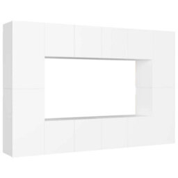 Berkfield Sturdy 8 Piece Tv Cabinet Set White Engineered Wood - thumbnail 1