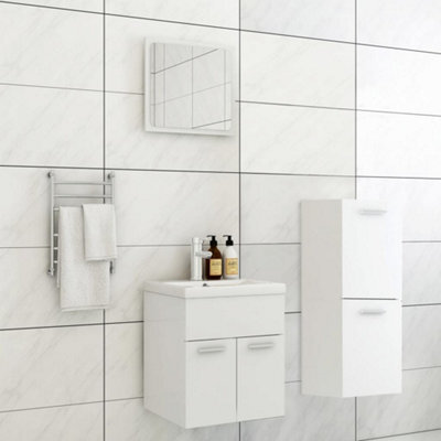 Berkfield Bathroom Furniture Set White Engineered Wood - image 1