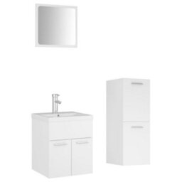 Berkfield Bathroom Furniture Set White Engineered Wood - thumbnail 2
