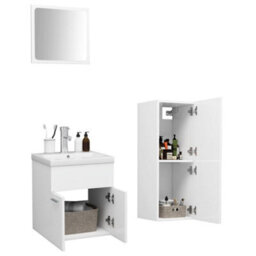 Berkfield Bathroom Furniture Set White Engineered Wood - thumbnail 3