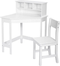 Hygrad Built to Survive White Study Table And 1 Chairs For Kids Unisex Xmas, Wooden Study Desk With Chair For Children, Writing Desk With Storage And Hutc - thumbnail 8