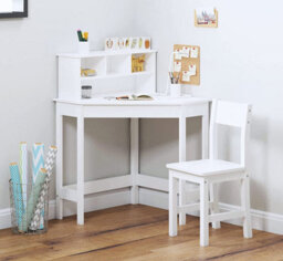 Hygrad Built to Survive White Study Table And 1 Chairs For Kids Unisex Xmas, Wooden Study Desk With Chair For Children, Writing Desk With Storage And Hutc - thumbnail 3