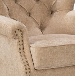 Tufted Nutmeg Beige Accent Chair Liana With Black Wooden Legs - Small Living Room Fabric Armchair - thumbnail 7