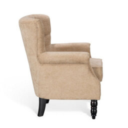 Tufted Nutmeg Beige Accent Chair Liana With Black Wooden Legs - Small Living Room Fabric Armchair - thumbnail 4