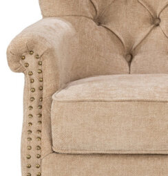 Tufted Nutmeg Beige Accent Chair Liana With Black Wooden Legs - Small Living Room Fabric Armchair - thumbnail 6