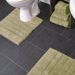 Allure Bath Fashions Ribbed Two Piece Bath Mat & Toilet Mat Set - Sage Green - thumbnail 2
