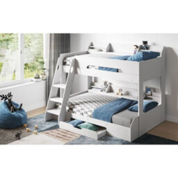 Stratus Interiors Flick Triple Bunk Bed White With Storage - White And Oak - Doorstep Delivery Only No Assembly - thumbnail 3